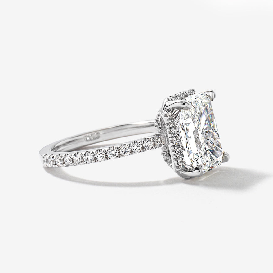 Radiant Cut Lab Grown Diamond Engagement Ring in 18K White Gold (3.55 ct tw)