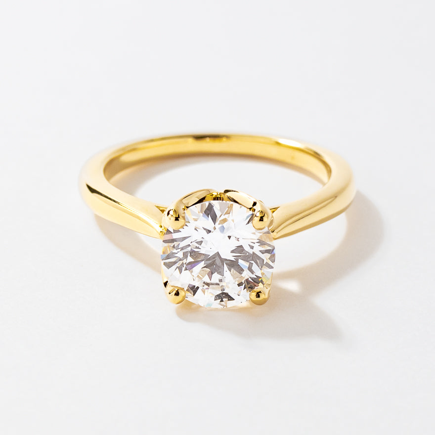 Lab Grown Round Cut Diamond Engagement Ring 14K Yellow Gold (2.48 c