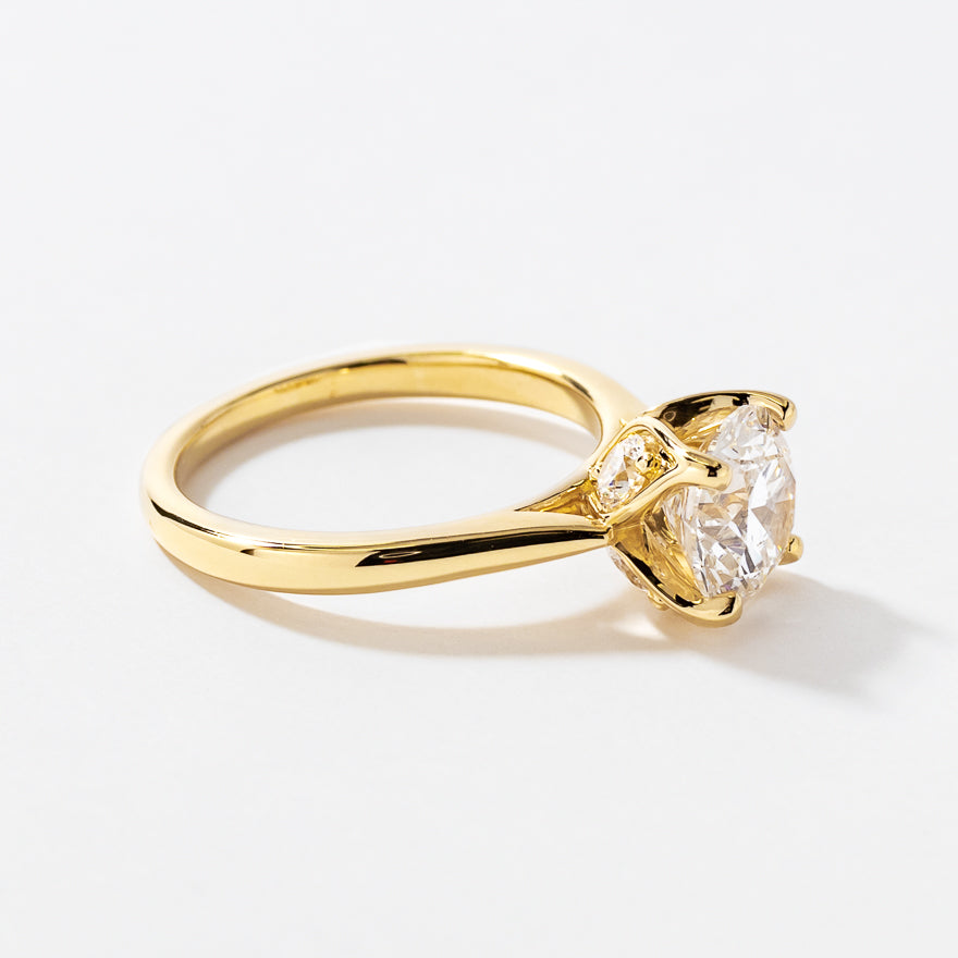 Lab Grown Round Cut Diamond Engagement Ring 14K Yellow Gold (2.48 c