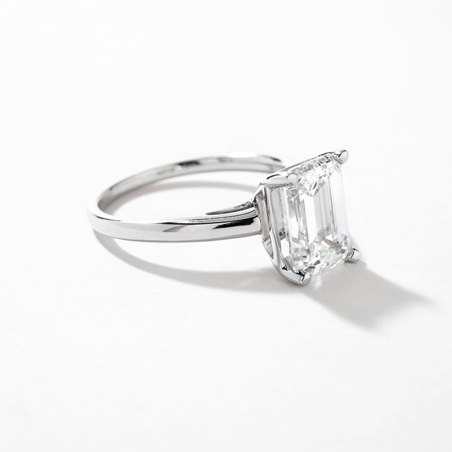 Lab Grown Emerald Cut Diamond Engagement Ring 14K White Gold