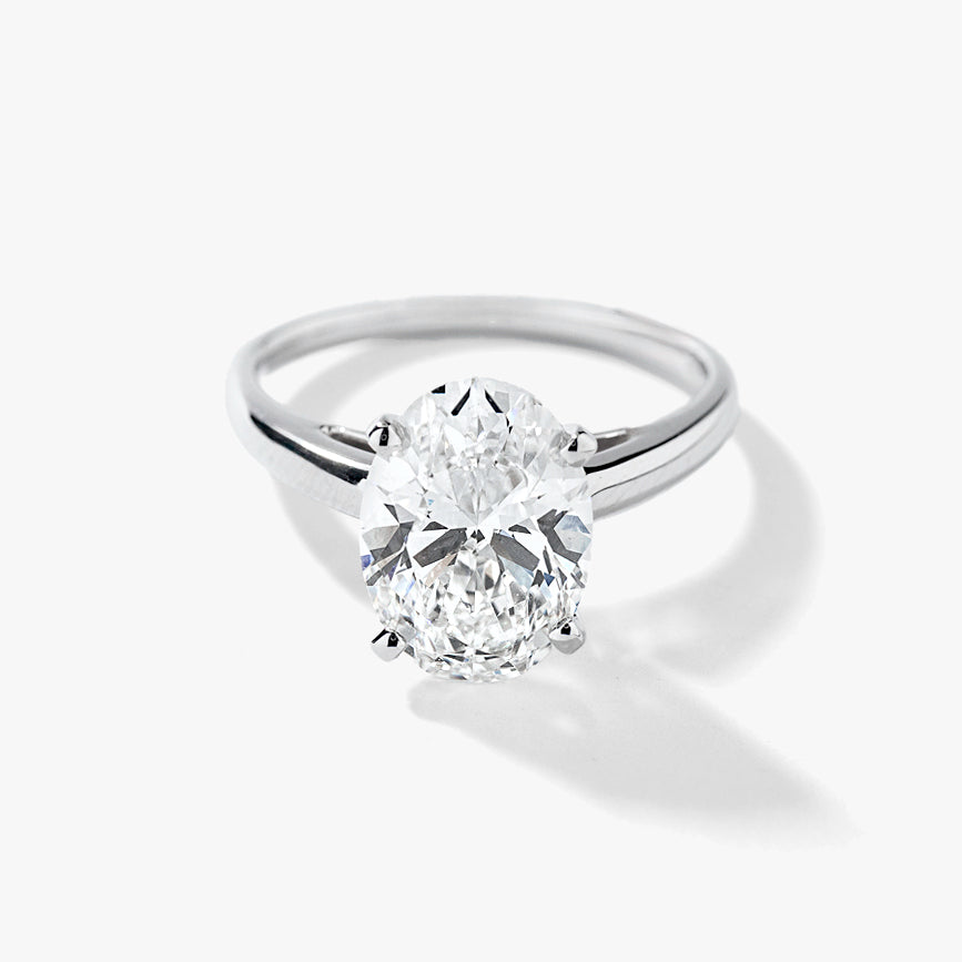 Lab Grown Oval Cut Diamond Engagement Ring in 14K White Gold (3.00 ct tw)