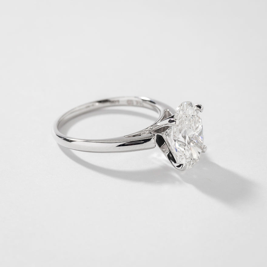 Lab Grown Oval Cut Diamond Engagement Ring in 14K White Gold (3.00 ct tw)