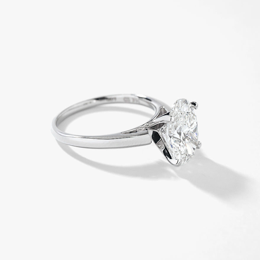 Lab Grown Oval Cut Diamond Engagement Ring in 14K White Gold (3.00 ct tw)