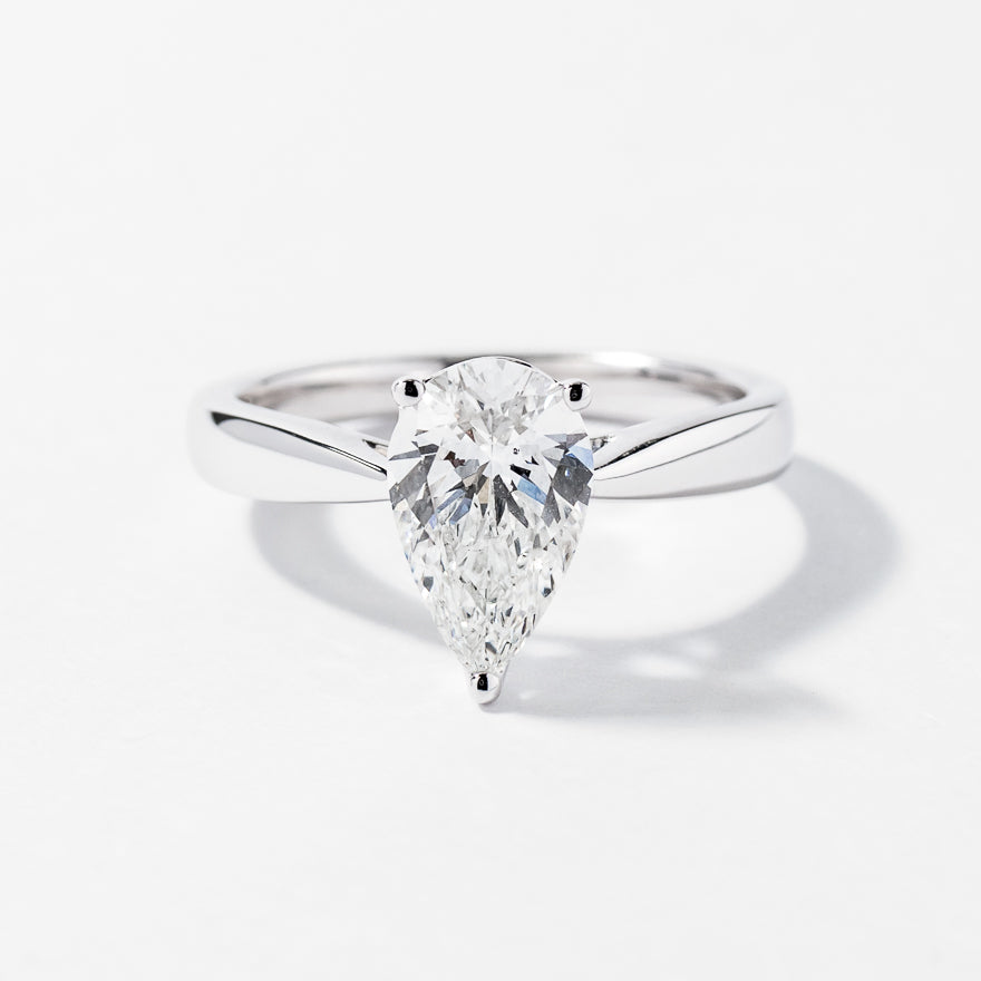 Pear Cut Lab Grown Diamond Engagement Ring in 14K White Gold  (1.50 ct tw)