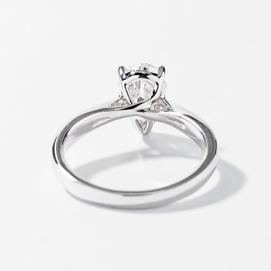 Pear Cut Lab Grown Diamond Engagement Ring 14K White Gold (1.50 ct