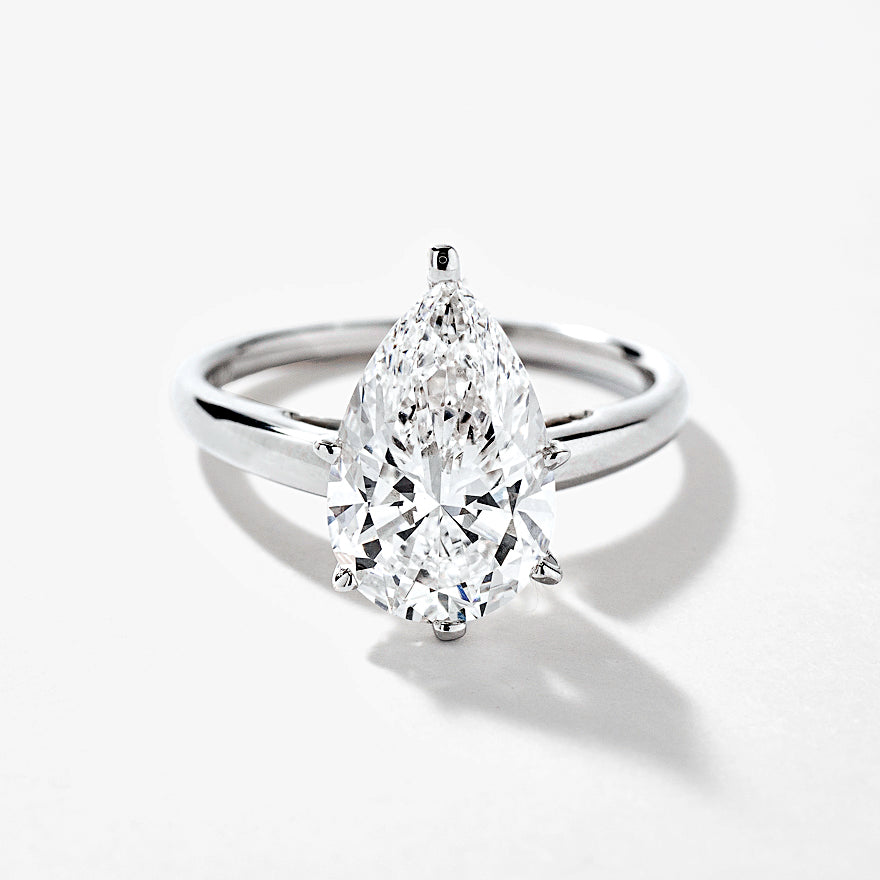 Lab Grown Pear Cut Diamond Engagement Ring in 14K White Gold (3.00 ct tw)