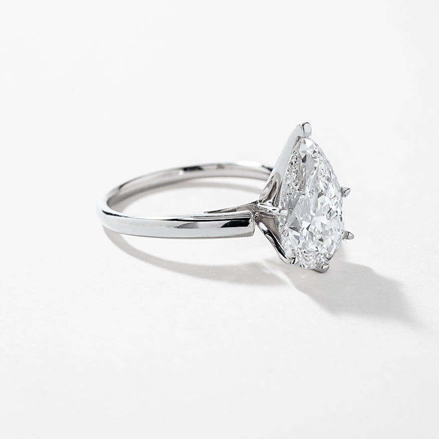 Lab Grown Pear Cut Diamond Engagement Ring in 14K White Gold (3.00 ct tw)