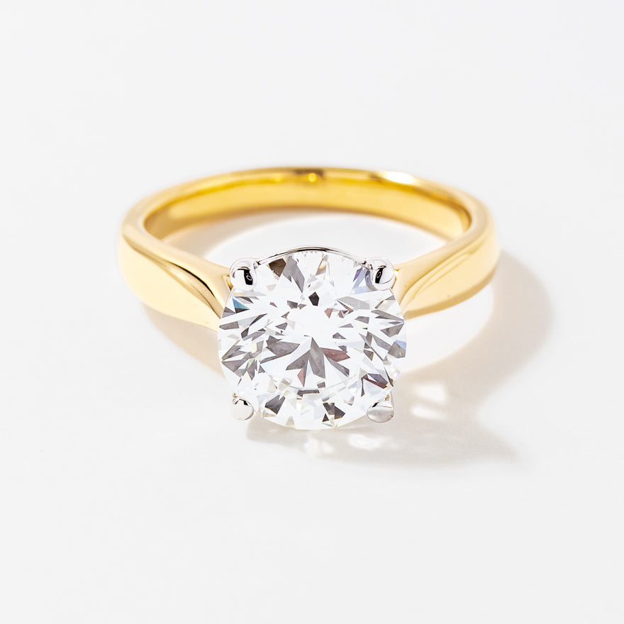 Lab Grown Round Cut Diamond Engagement Ring in 14K Yellow Gold (3.00 ct tw)
