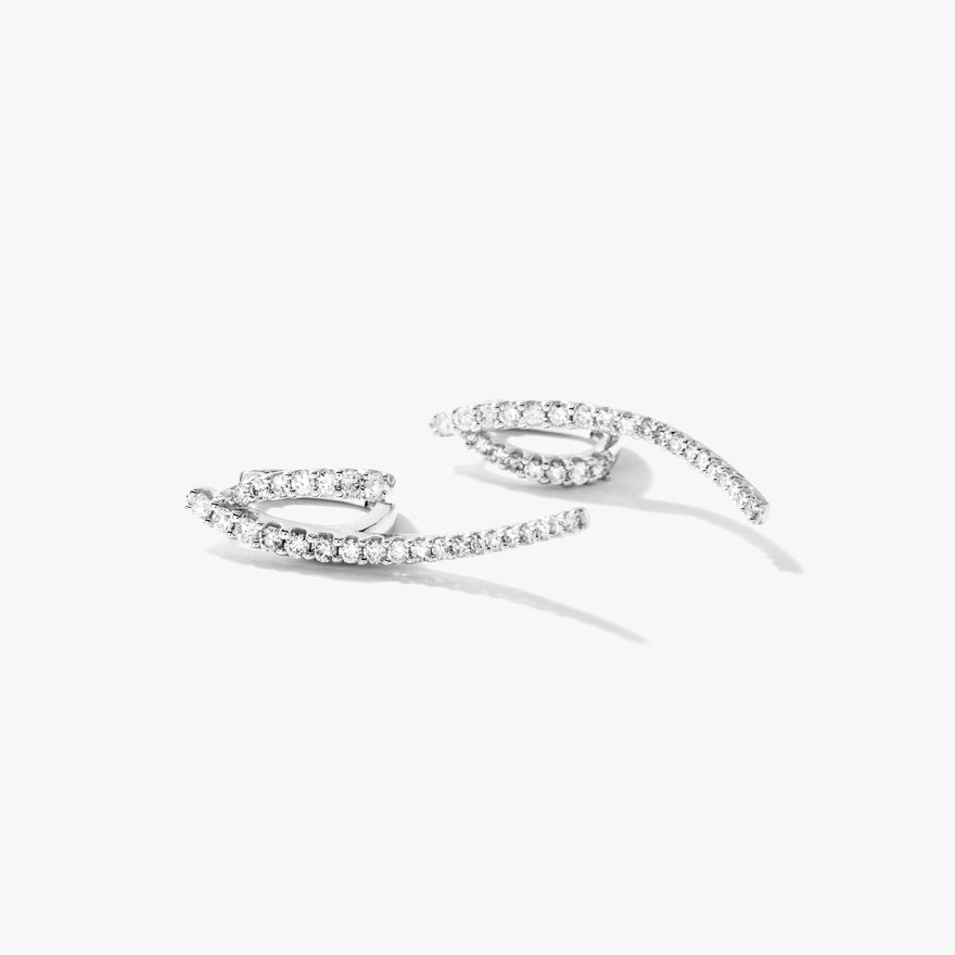 Diamond Cluster Hoop Earrings in 10K White Gold (0.50 ct tw)