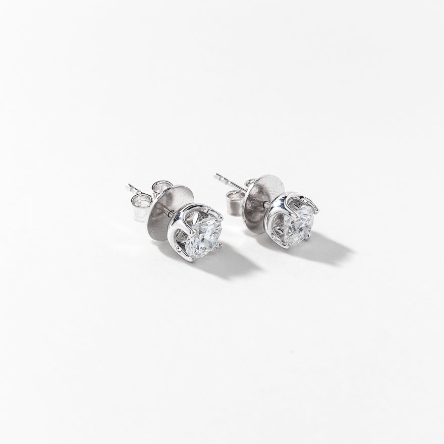 Lab Grown Diamond Stud Earrings in 14K White Gold (0.75 ct tw)