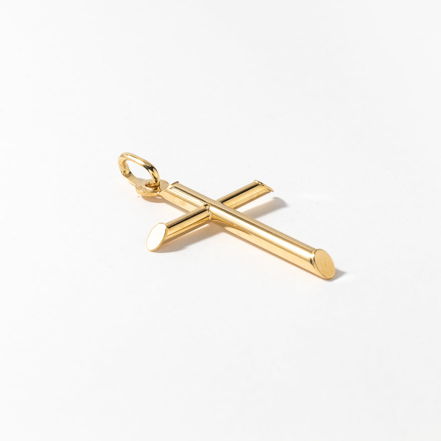 Tube Cross Pendant in 10K Italian Yellow Gold