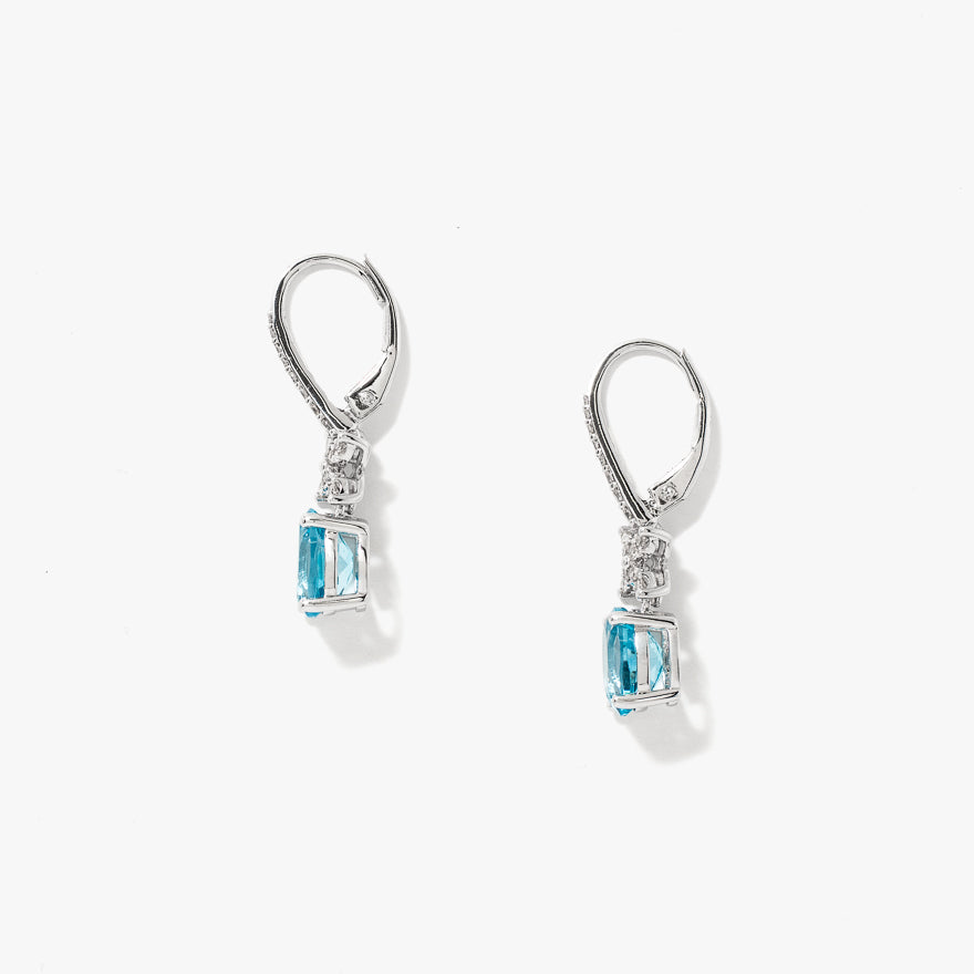 Blue Topaz Earrings in 10K White Gold
