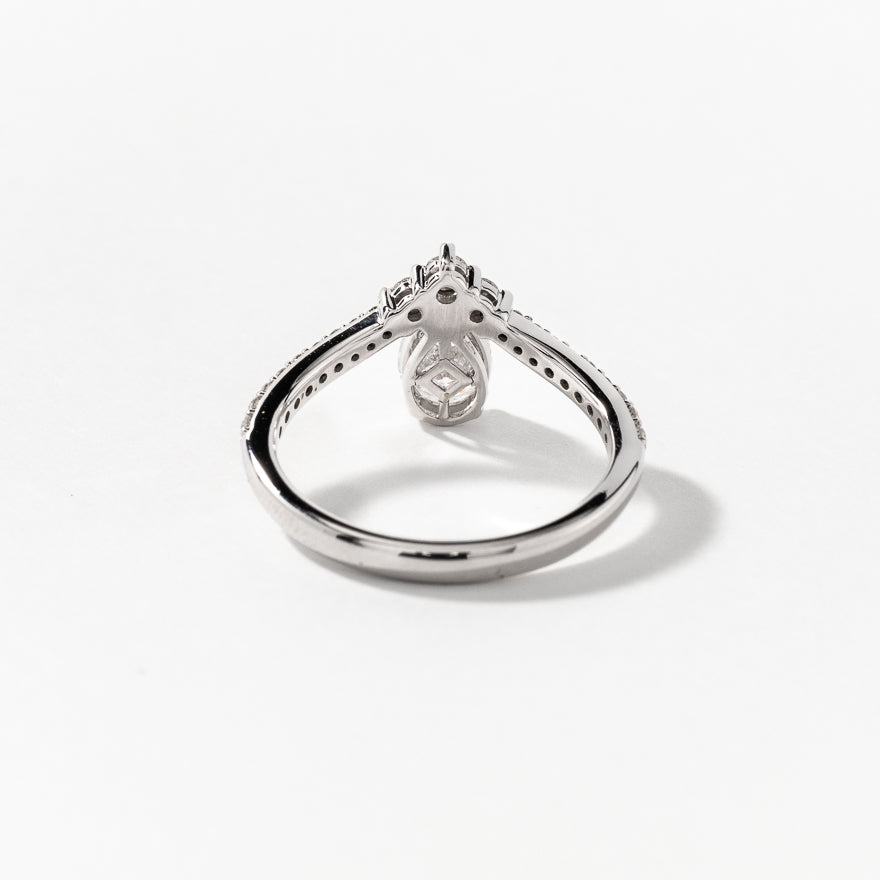 Lab Grown Pear Cut Diamond Engagement Ring 14K White Gold (1.00 ct