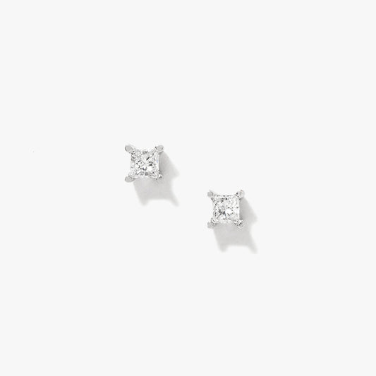 Princess Cut Diamond Stud Earrings in 10K White Gold (0.20 ct tw)