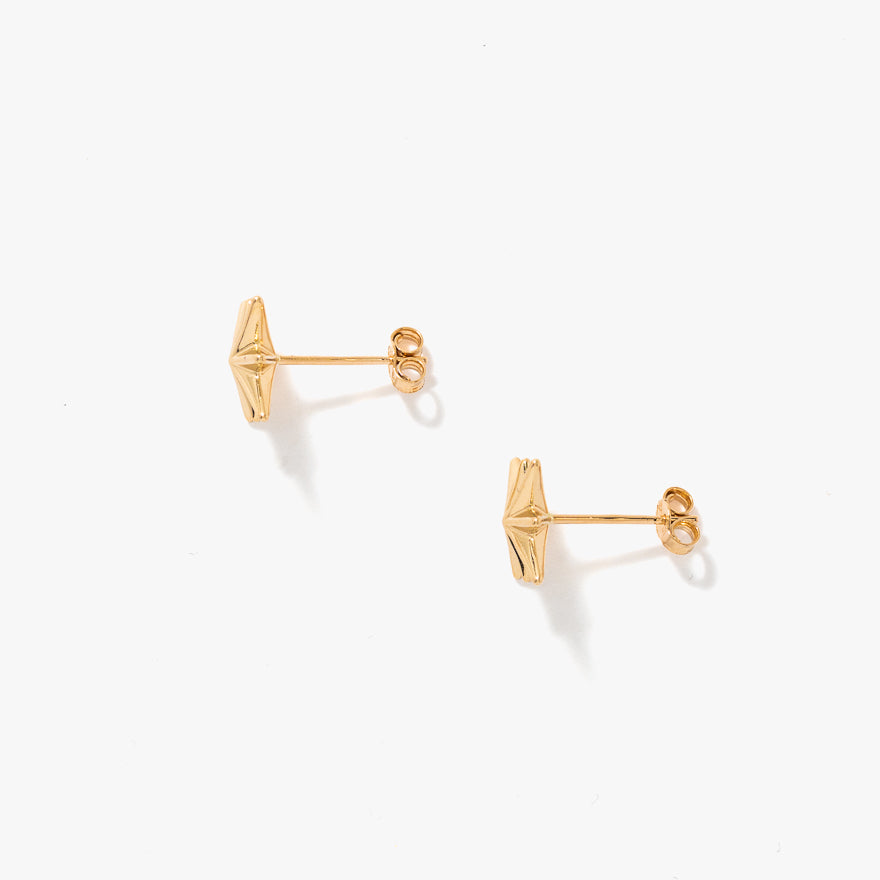 Eight Point Star Stud Earrings in 14K Yellow Gold