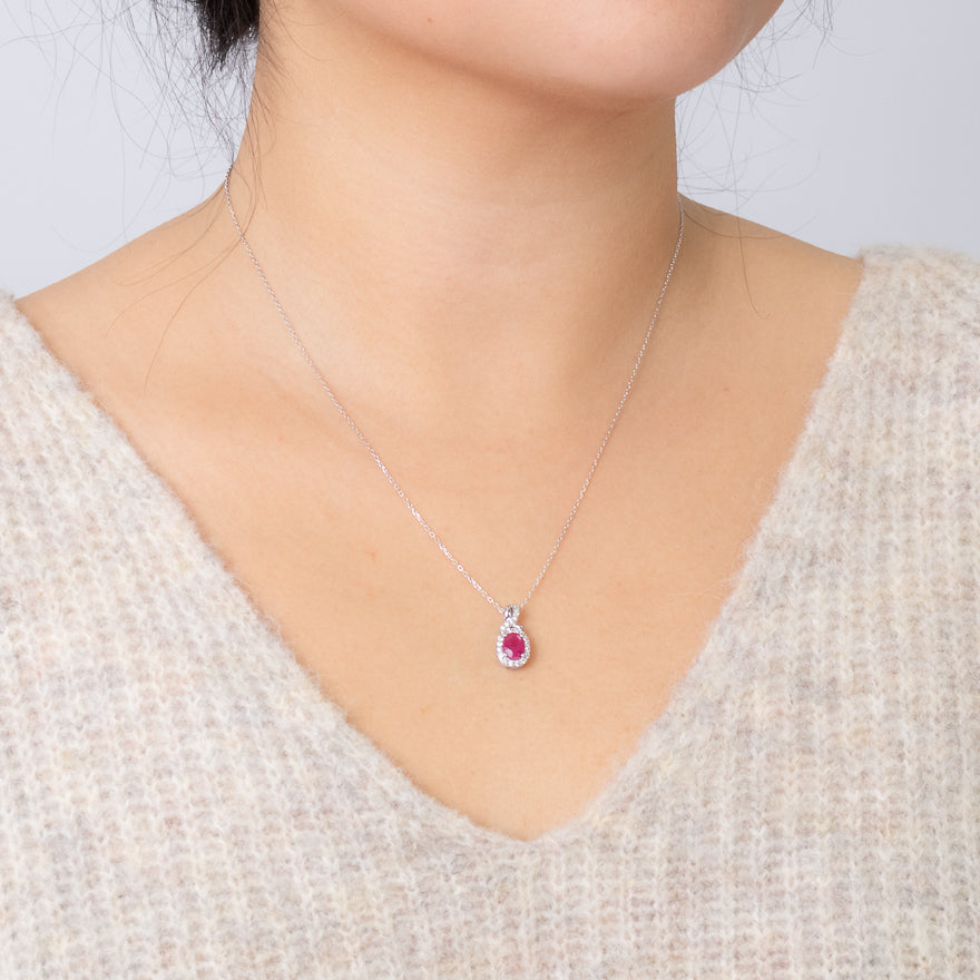 White gold deals ruby necklace