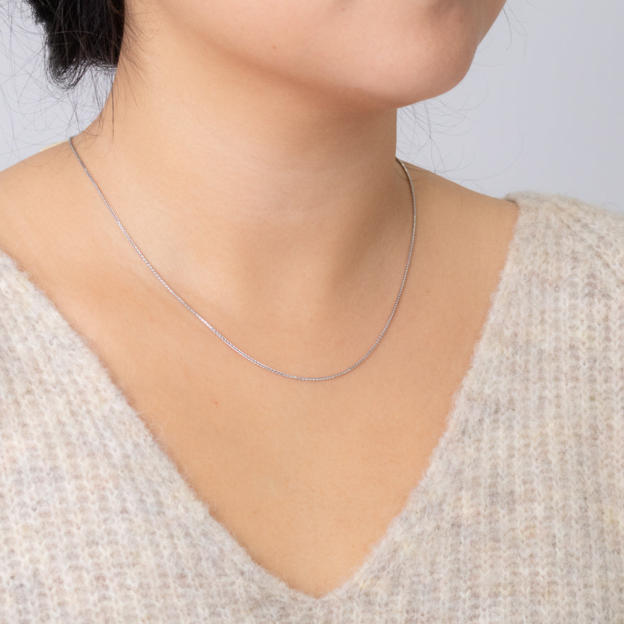 10K White Gold Diamond Cut Round 1.00mm Wheat Chain (16")