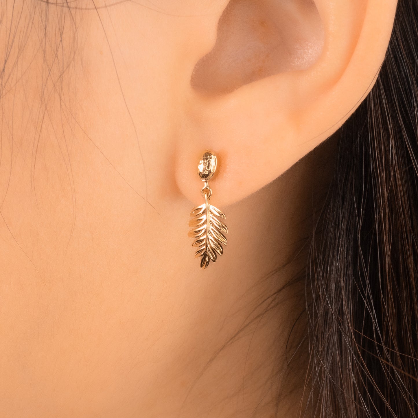 Leaf Dangle Earrings in 10K Yellow Gold