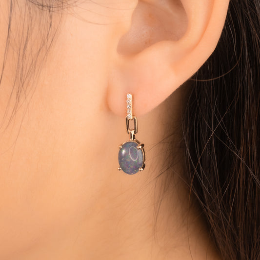 Doublet Opal Earrings in 10K Yellow Gold
