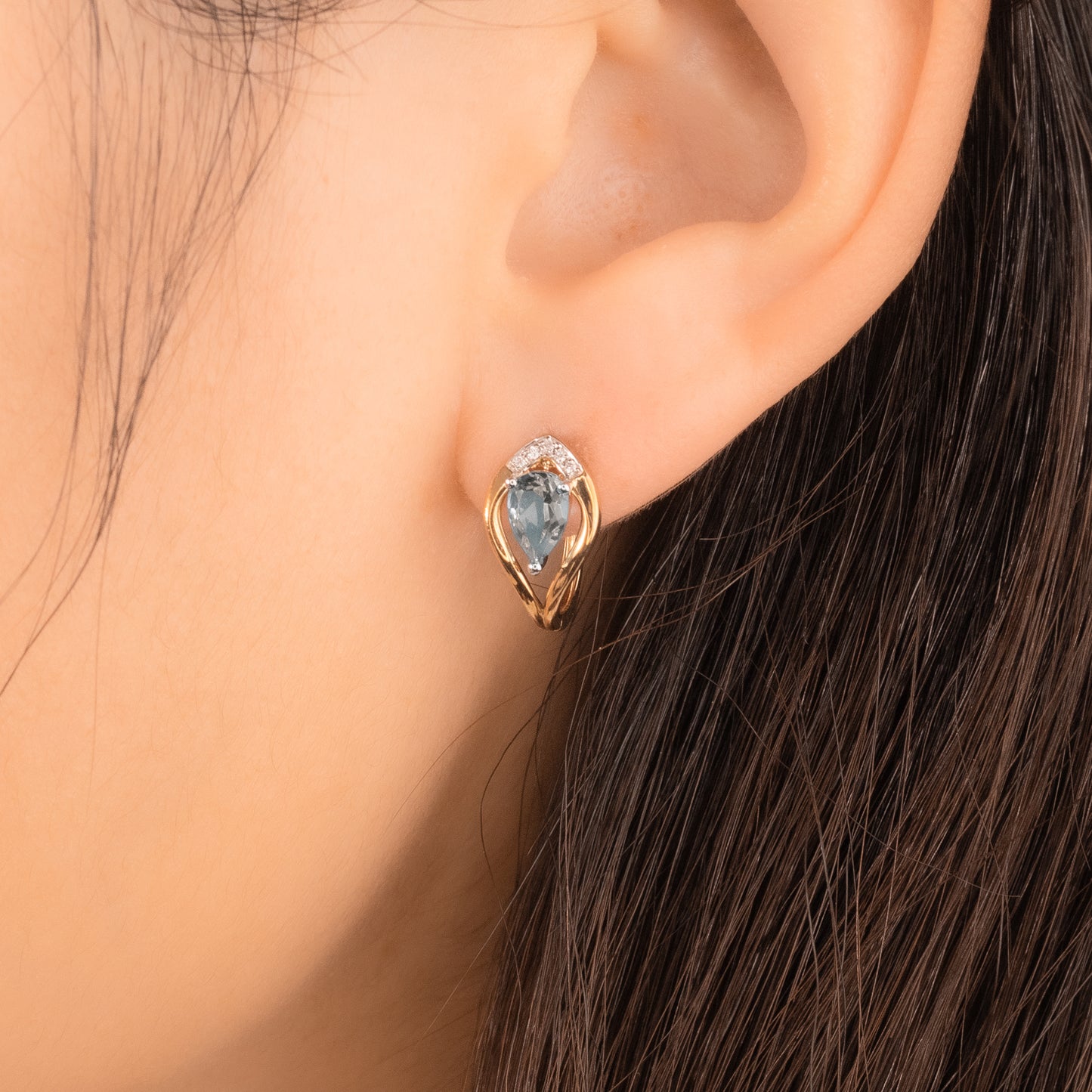 Aquamarine Earrings in 10K Yellow Gold