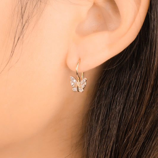Butterfly Diamond Earrings in 10K Yellow Gold (0.10 ct tw)