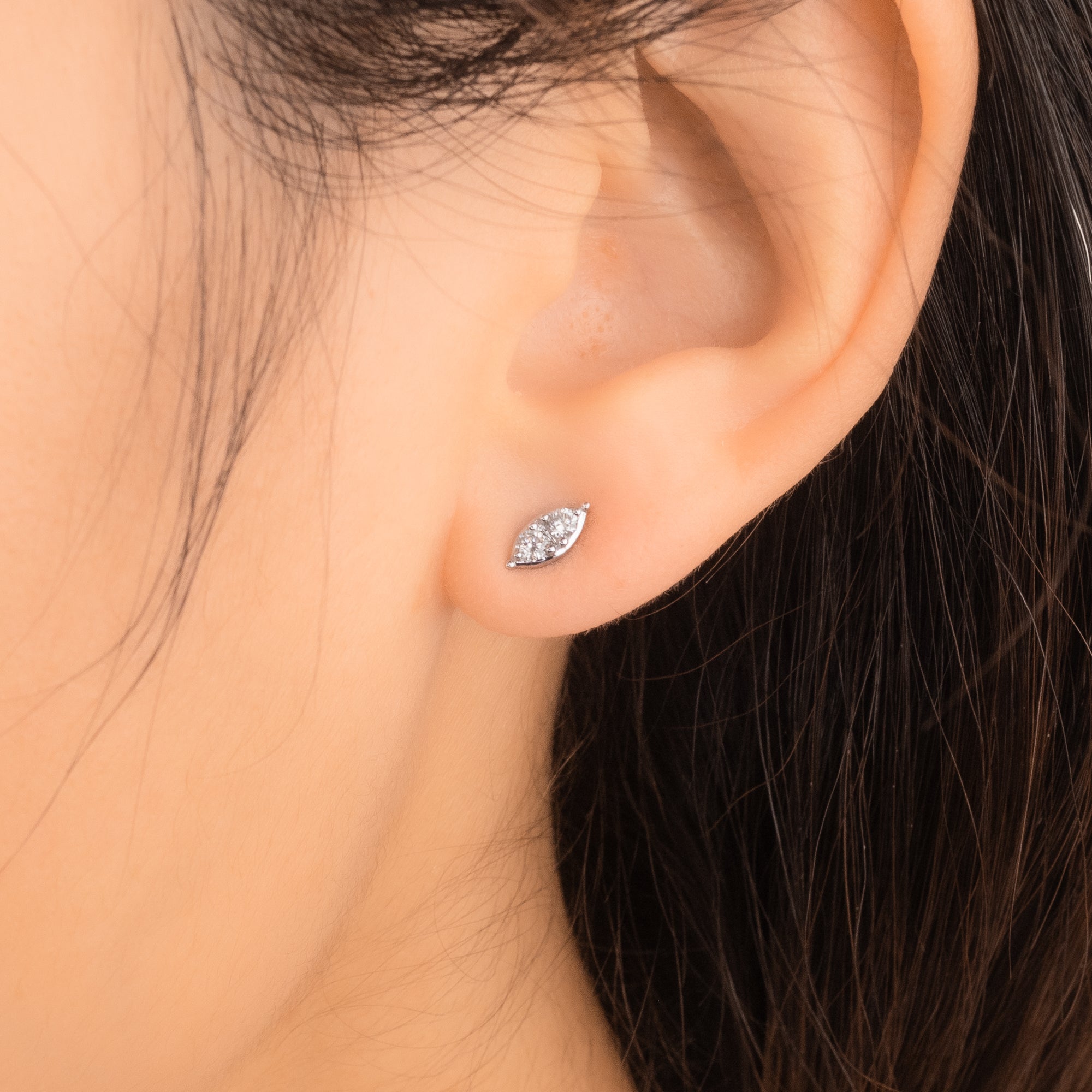 Marquise Shape Diamond Stud Earrings in 10K White Gold (0.16 ct tw)