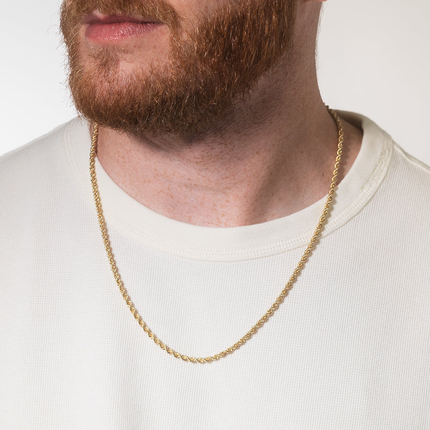 3mm Rope Chain in 10K Yellow Gold (22