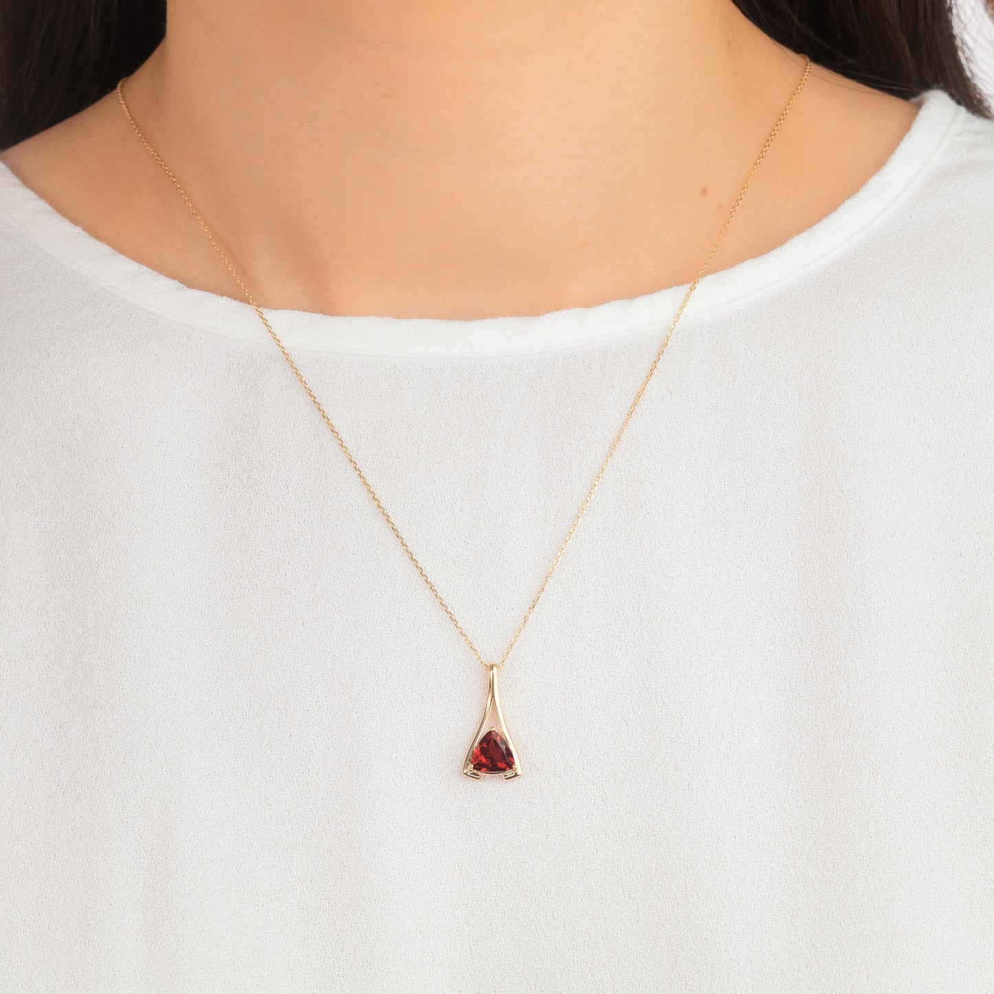 Garnet Necklace in 10K White Gold