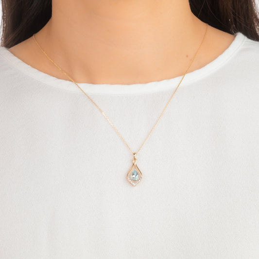 Aquamarine Necklace in 10K Yellow Gold