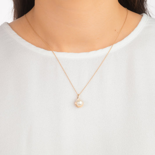 7mm Pearl Necklace in 10K Yellow Gold