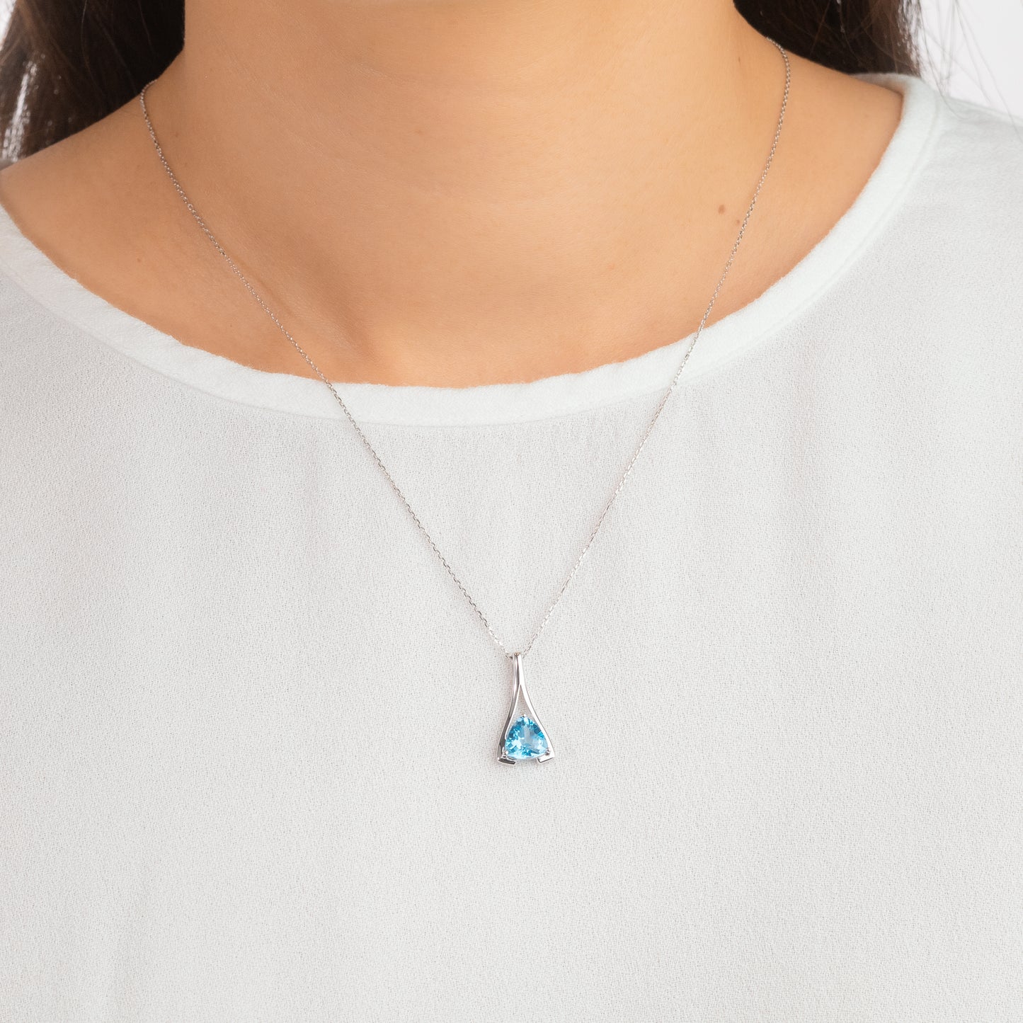 Blue Topaz Necklace in 10K White Gold