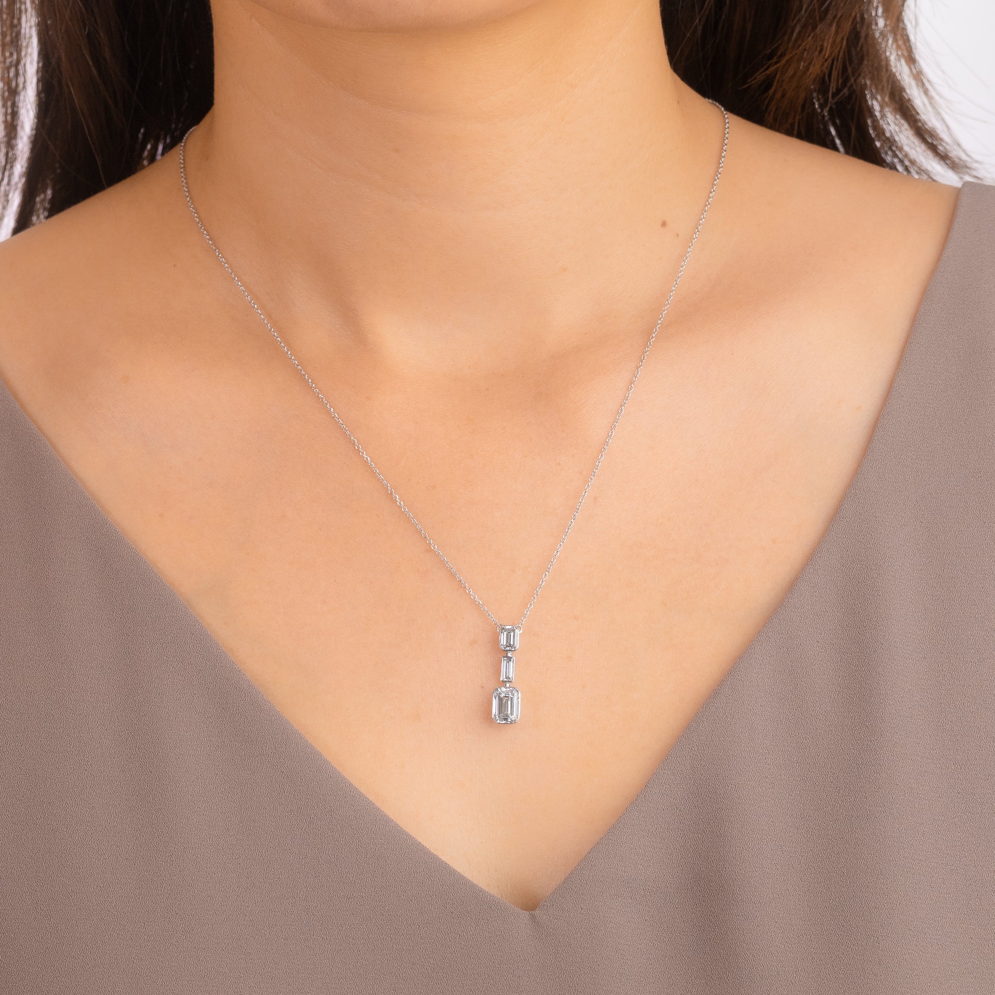 Lab Grown Diamond Necklace in 14K White Gold (1.50 ct tw)