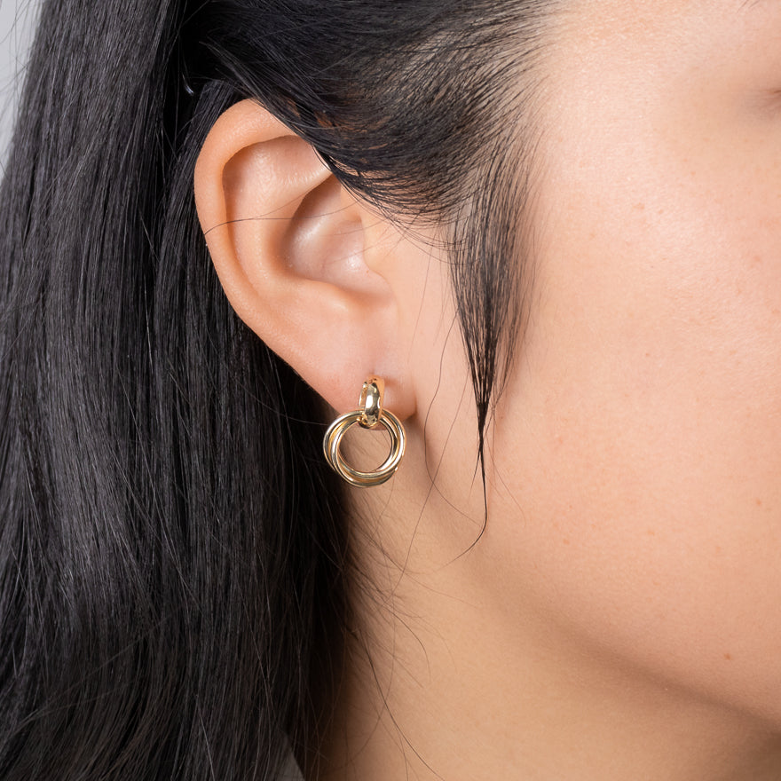 Interlocking Circle Earrings in 10K Yellow Gold