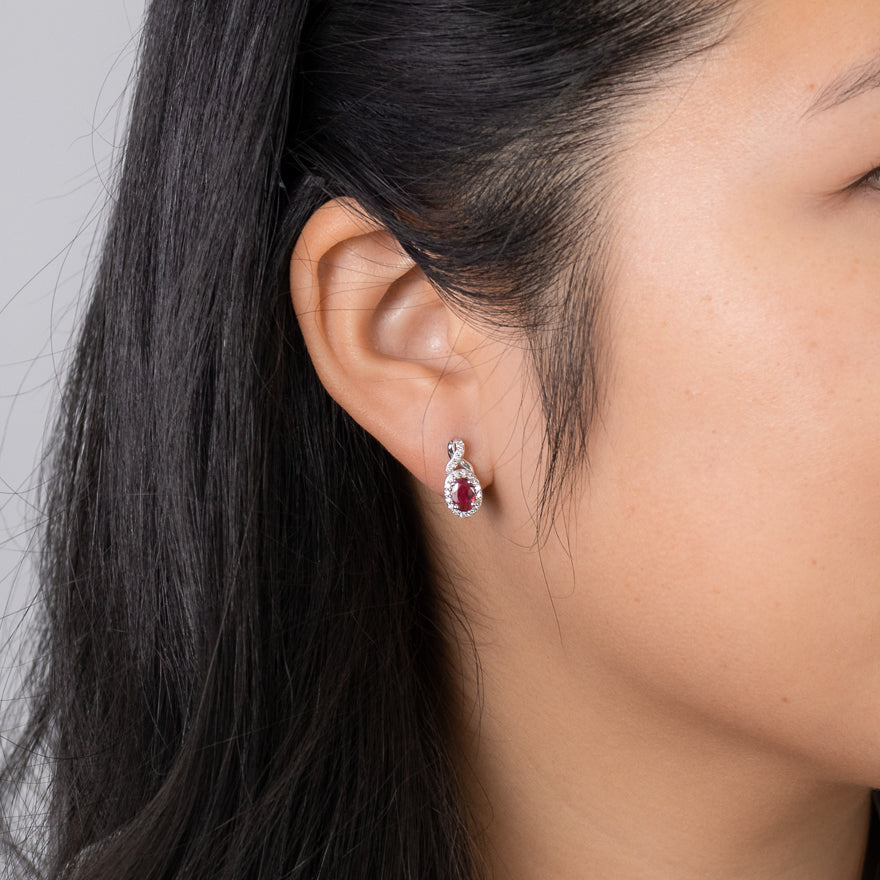 Ruby Earrings in 10K White Gold