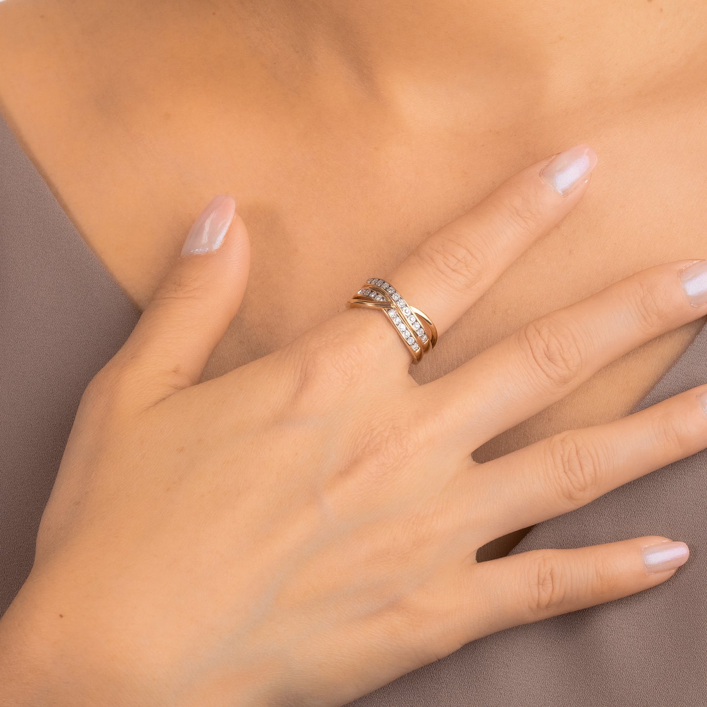 Channel Set Diamond Cluster Ring in 10K Yellow and White Gold (0..10 ct tw)