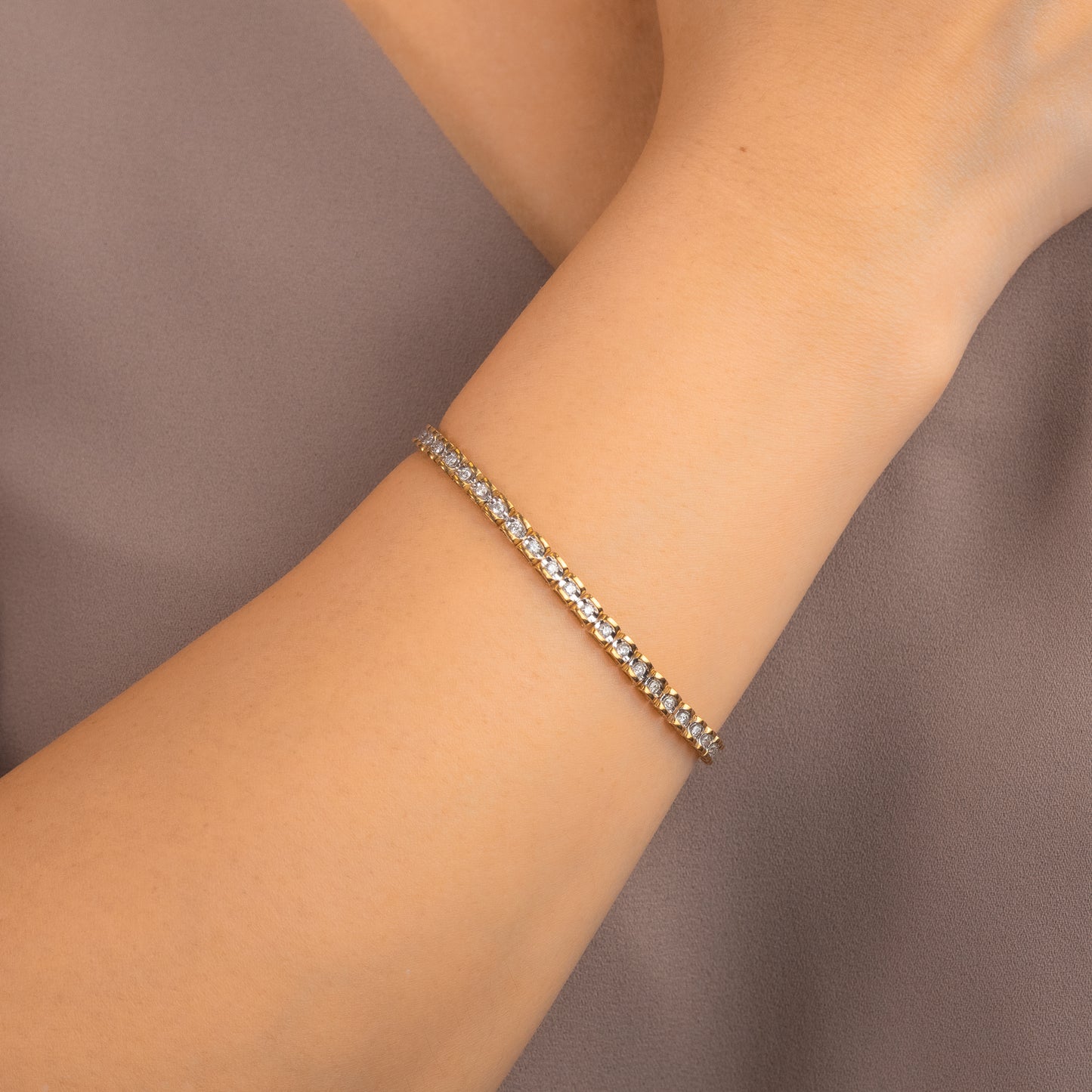 Diamond Tennis Bracelet in 10K Yellow and White Gold (1.00ct tw)