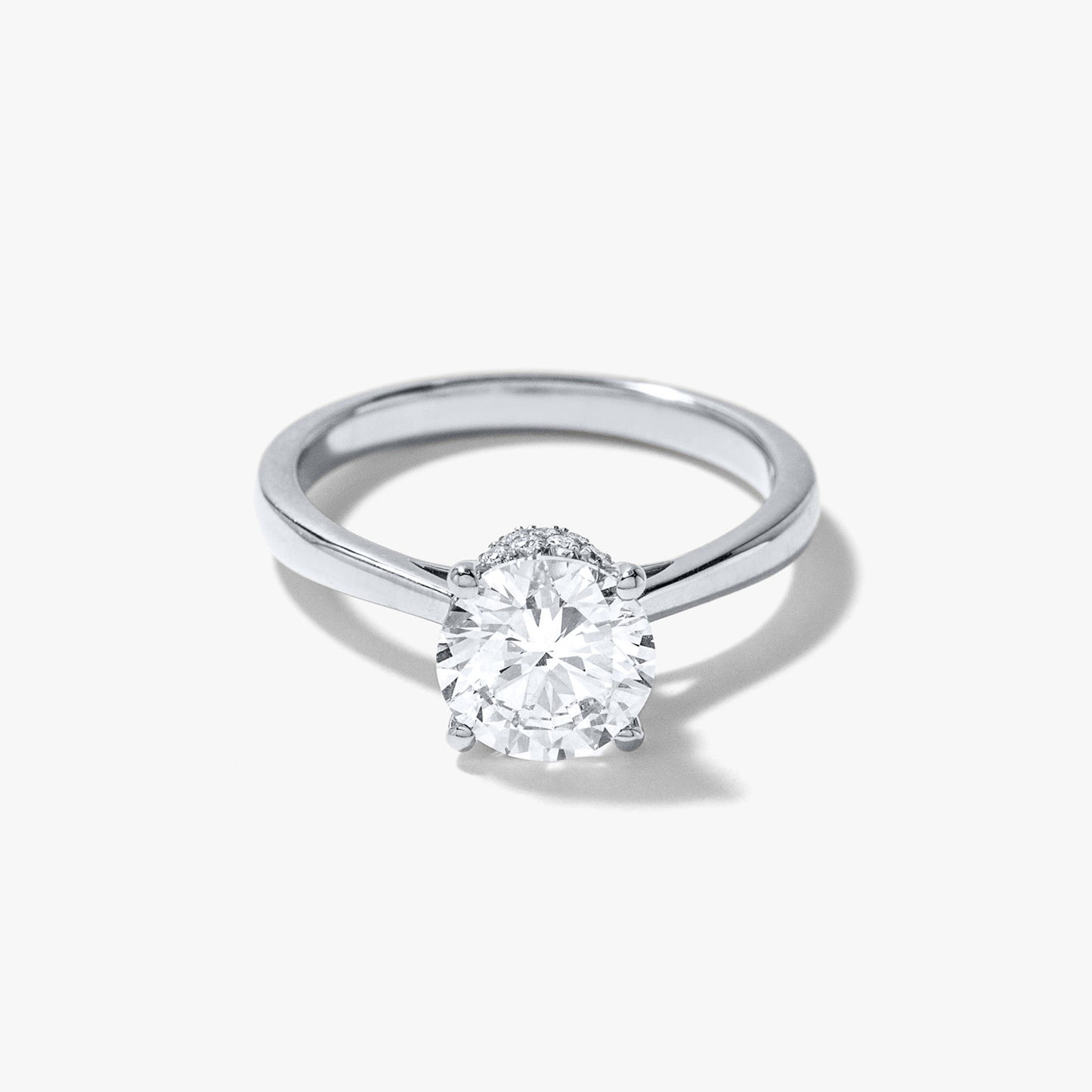Round Lab-Grown Diamond Engagement Ring with Hidden Halo in 14K White Gold (1.63 ct tw)