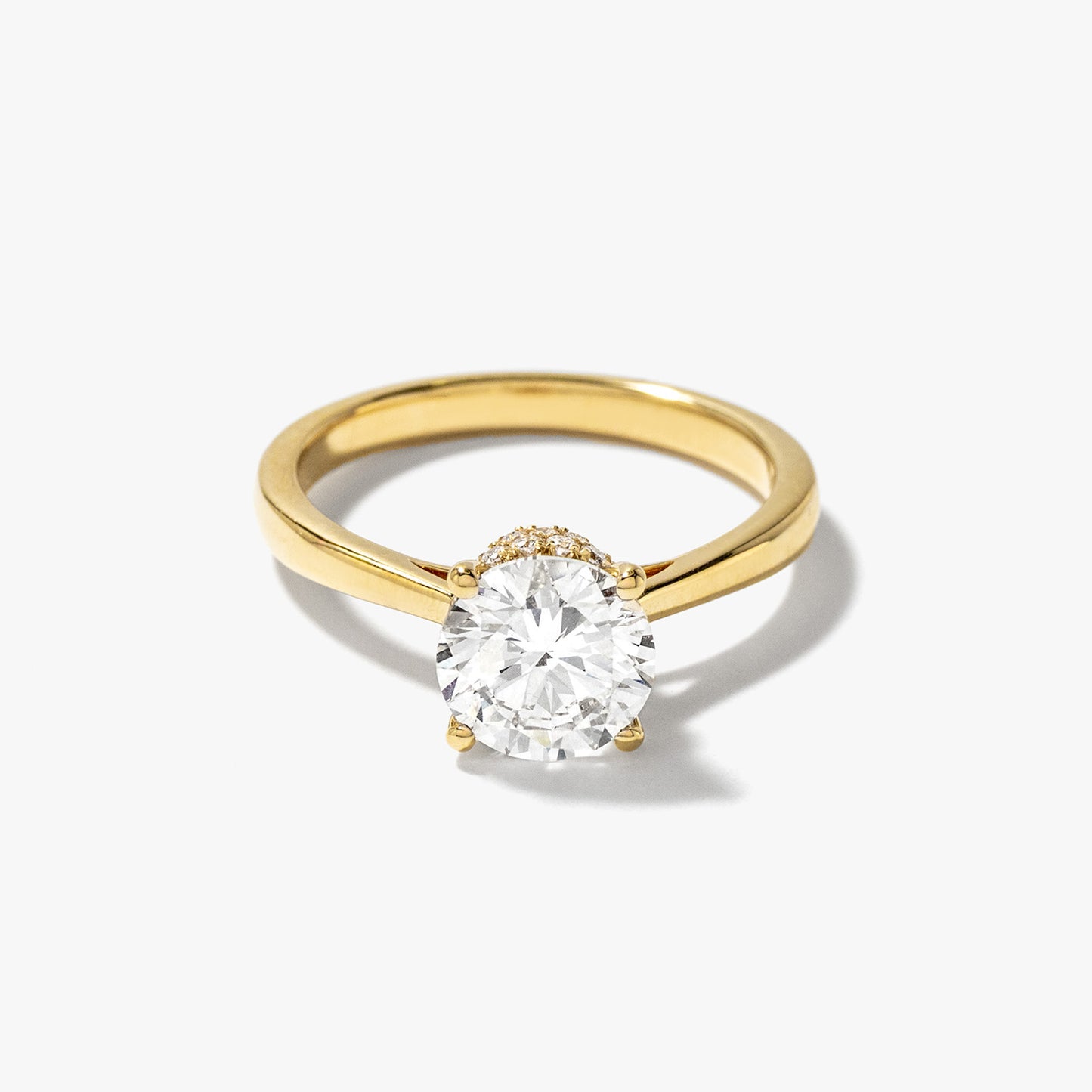Round Lab-Grown Diamond Engagement Ring with Hidden Halo in 14K Yellow Gold (1.63 ct tw)