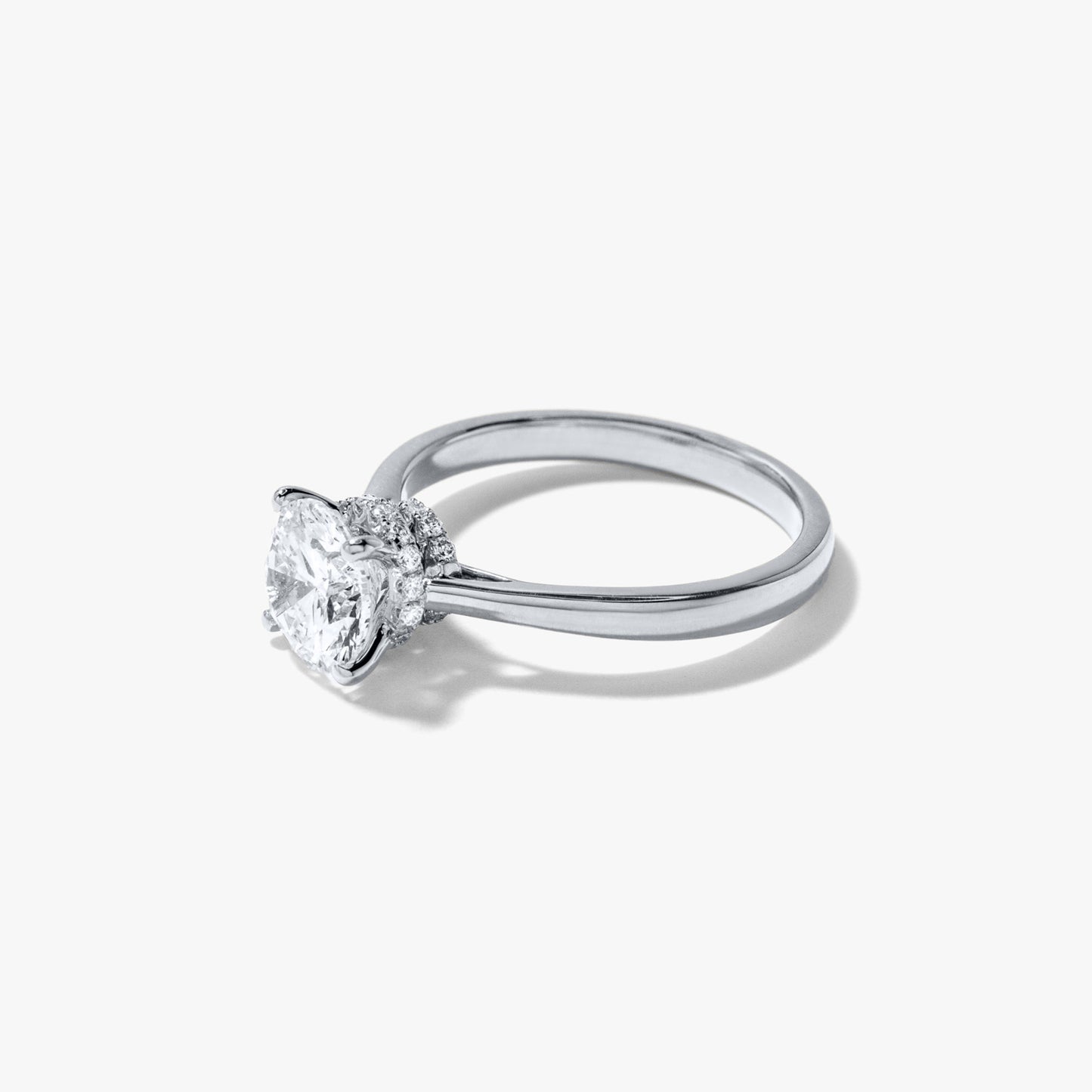 Round Lab-Grown Diamond Engagement Ring with Hidden Halo in 14K White Gold (1.63 ct tw)