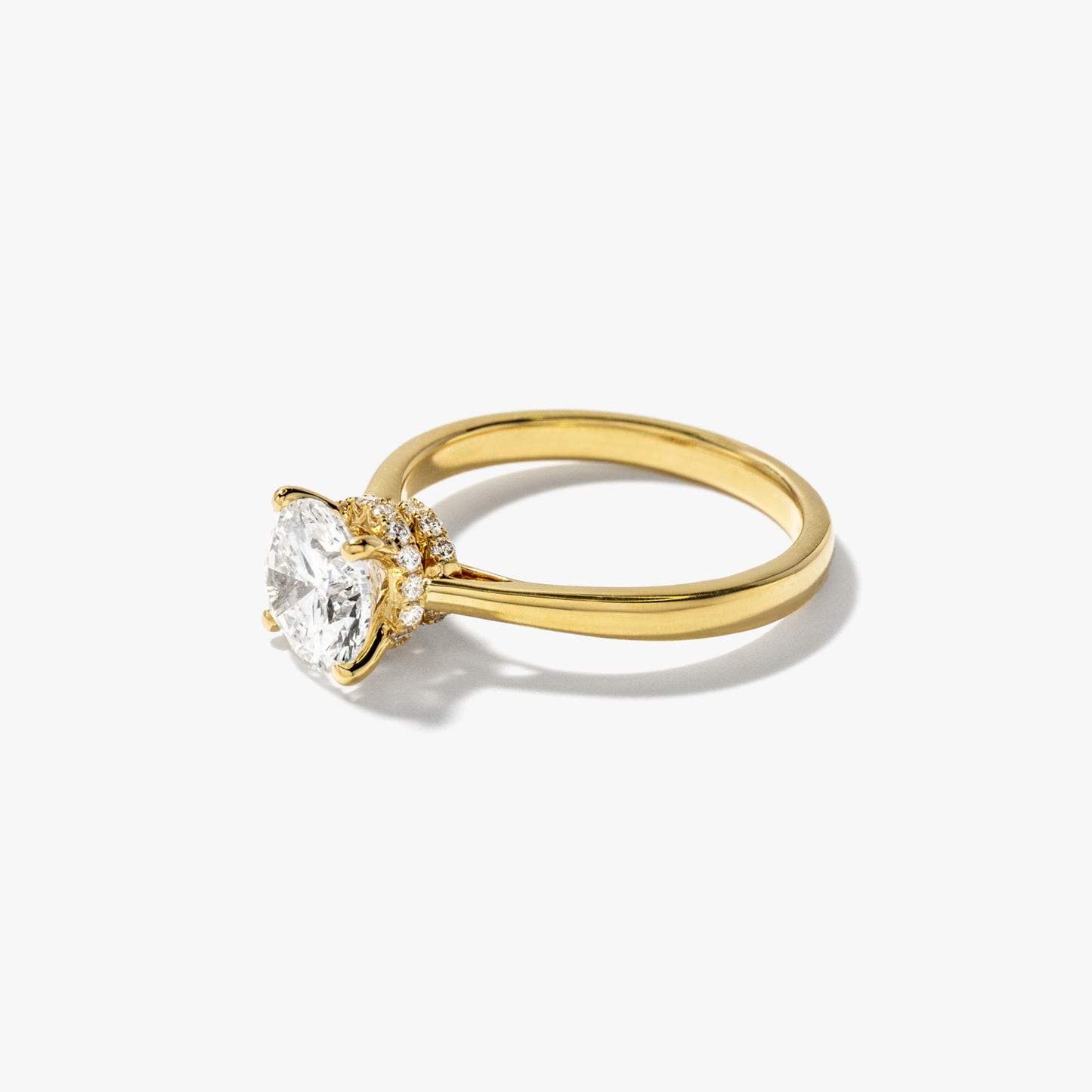 Round Lab-Grown Diamond Engagement Ring with Hidden Halo in 14K Yellow Gold (1.63 ct tw)
