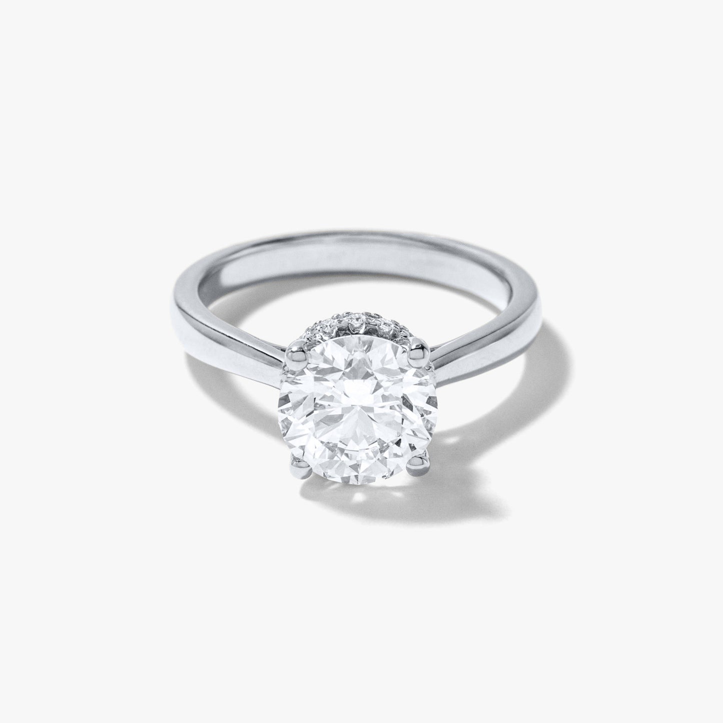 Round Lab-Grown Diamond Engagement Ring with Hidden Halo in 14K White Gold (2.17 ct tw)