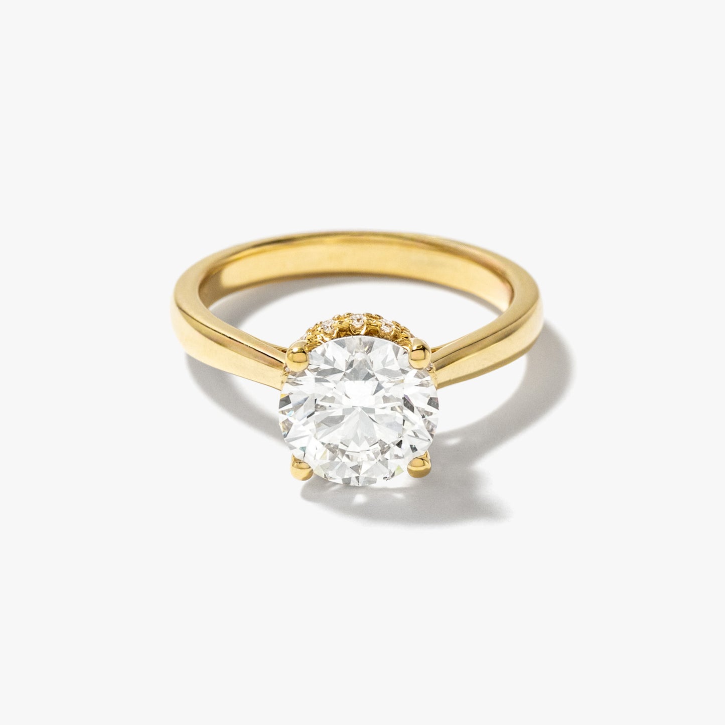 Round Lab-Grown Diamond Engagement Ring with Hidden Halo in 14K Yellow Gold (2.17 ct tw)