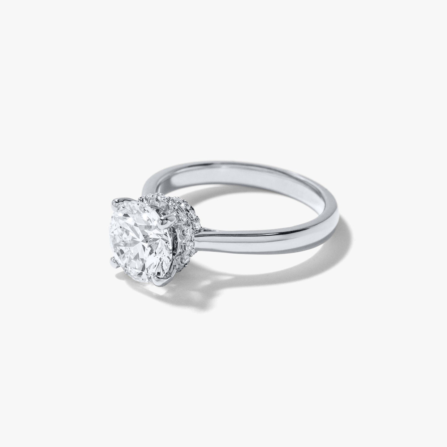 Round Lab-Grown Diamond Engagement Ring with Hidden Halo in 14K White Gold (2.17 ct tw)
