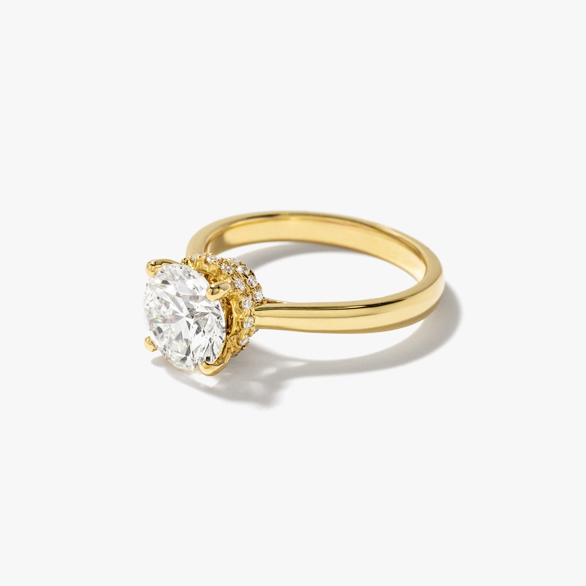Round Lab-Grown Diamond Engagement Ring with Hidden Halo 14K Yellow