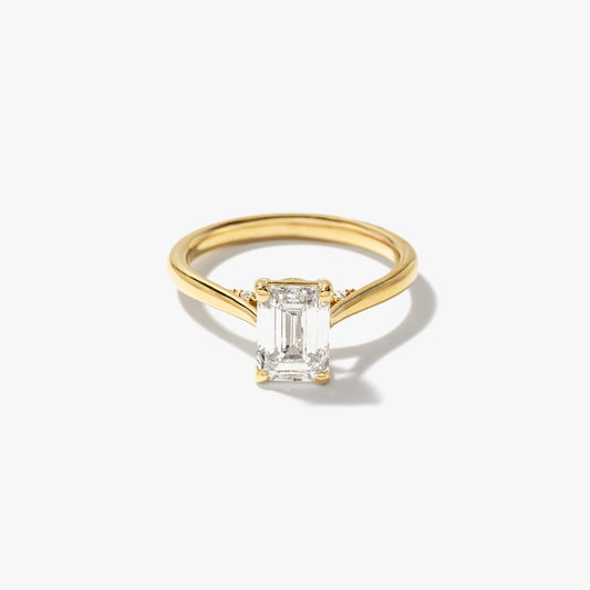 Lab Grown Emerald Cut Diamond Engagement Ring in 14K Yellow Gold (1.57 ct tw)