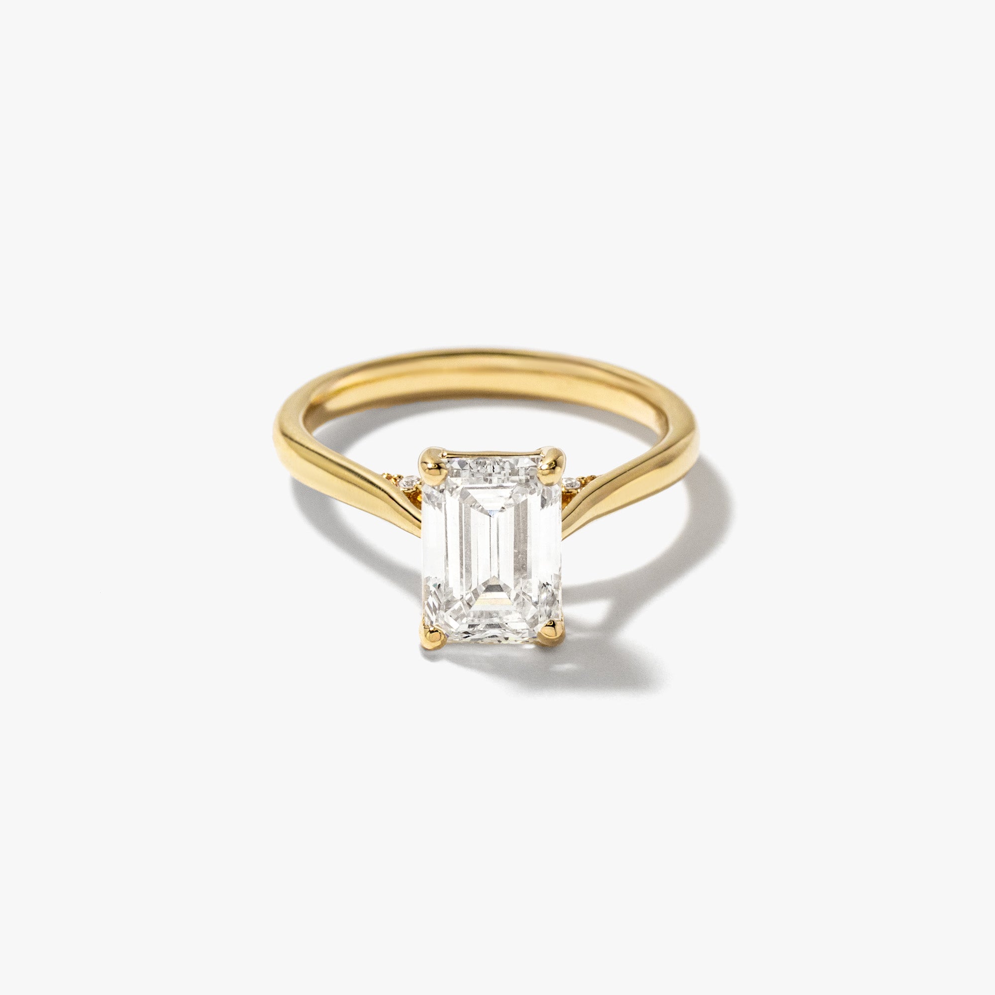 Lab Grown Emerald Cut Diamond Engagement Ring 14K Yellow Gold (2.07