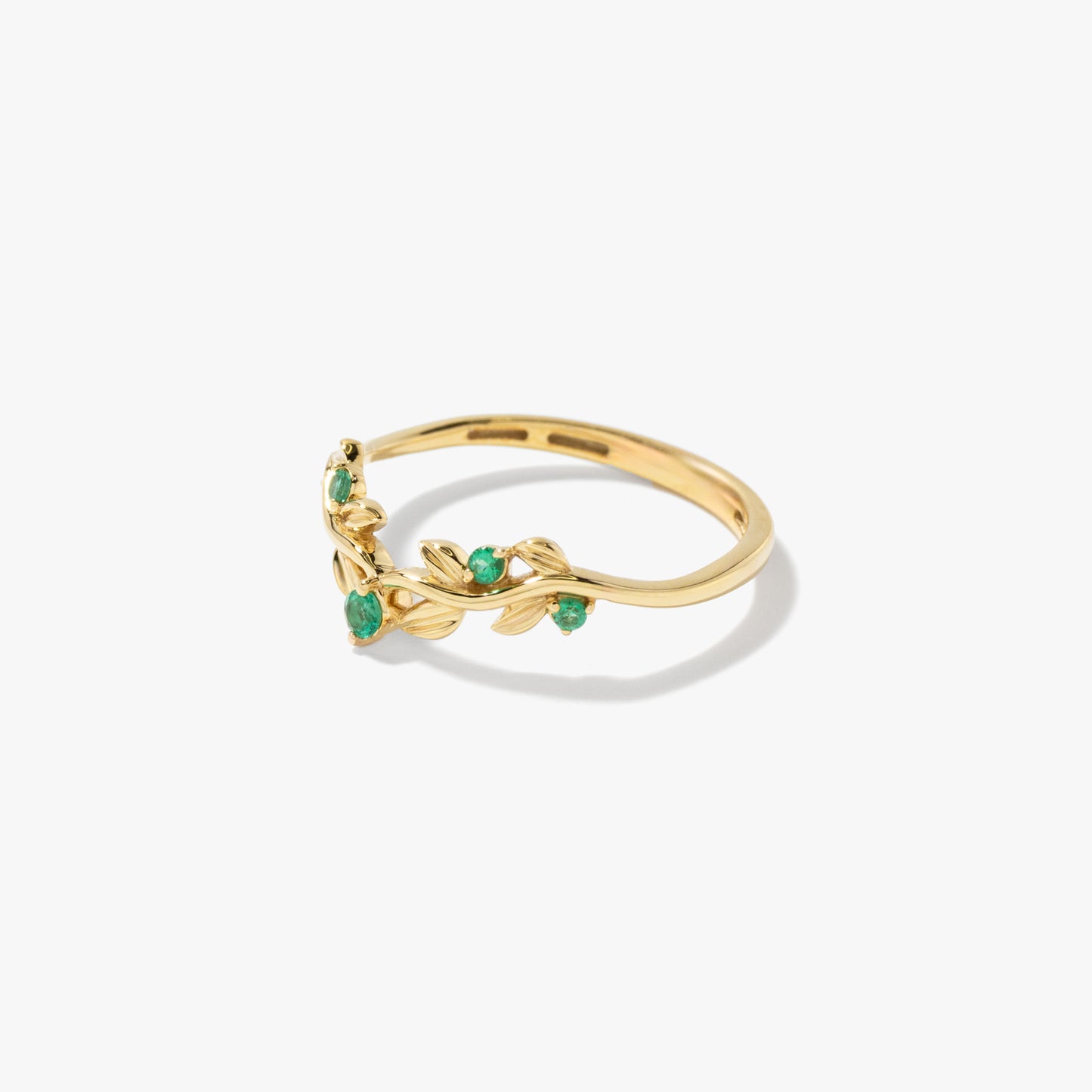 Emerald Leaf Motif Ring in 10K Yellow Gold