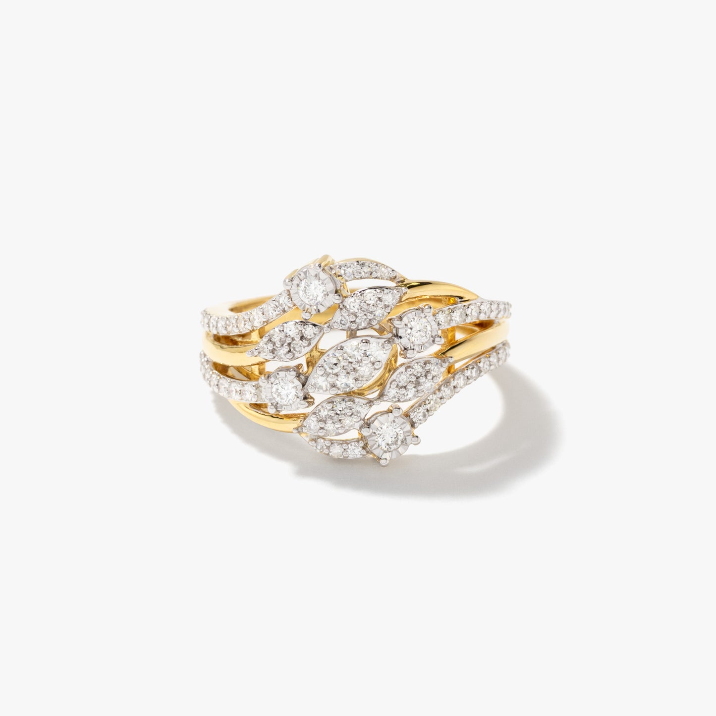Diamond Dinner Ring in 10K Yellow and White Gold (0.53 ct tw)