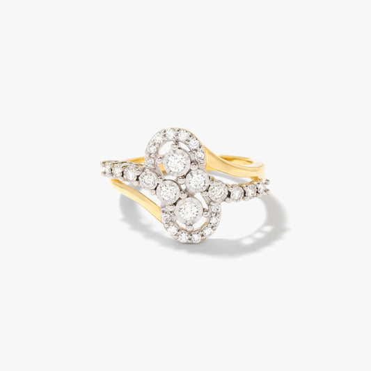 Diamond Cluster Ring in 10K Yellow and White Gold (0.41 ct tw)