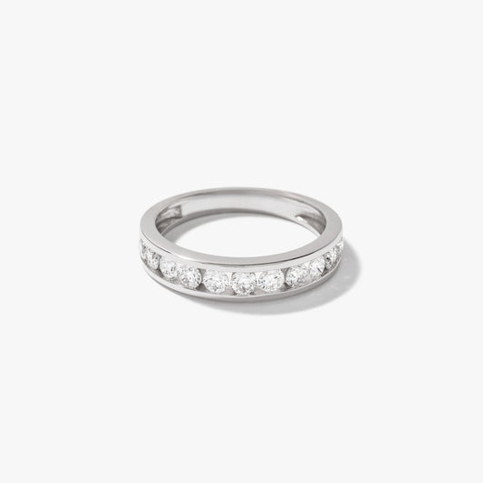 Lab Grown Diamond Channel Set Anniversary Ring in 10K White Gold (0.70 ct tw)